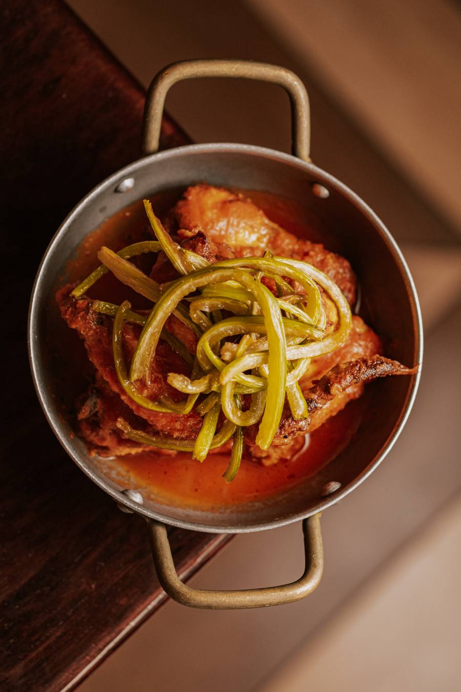 Chicken in a copper pan