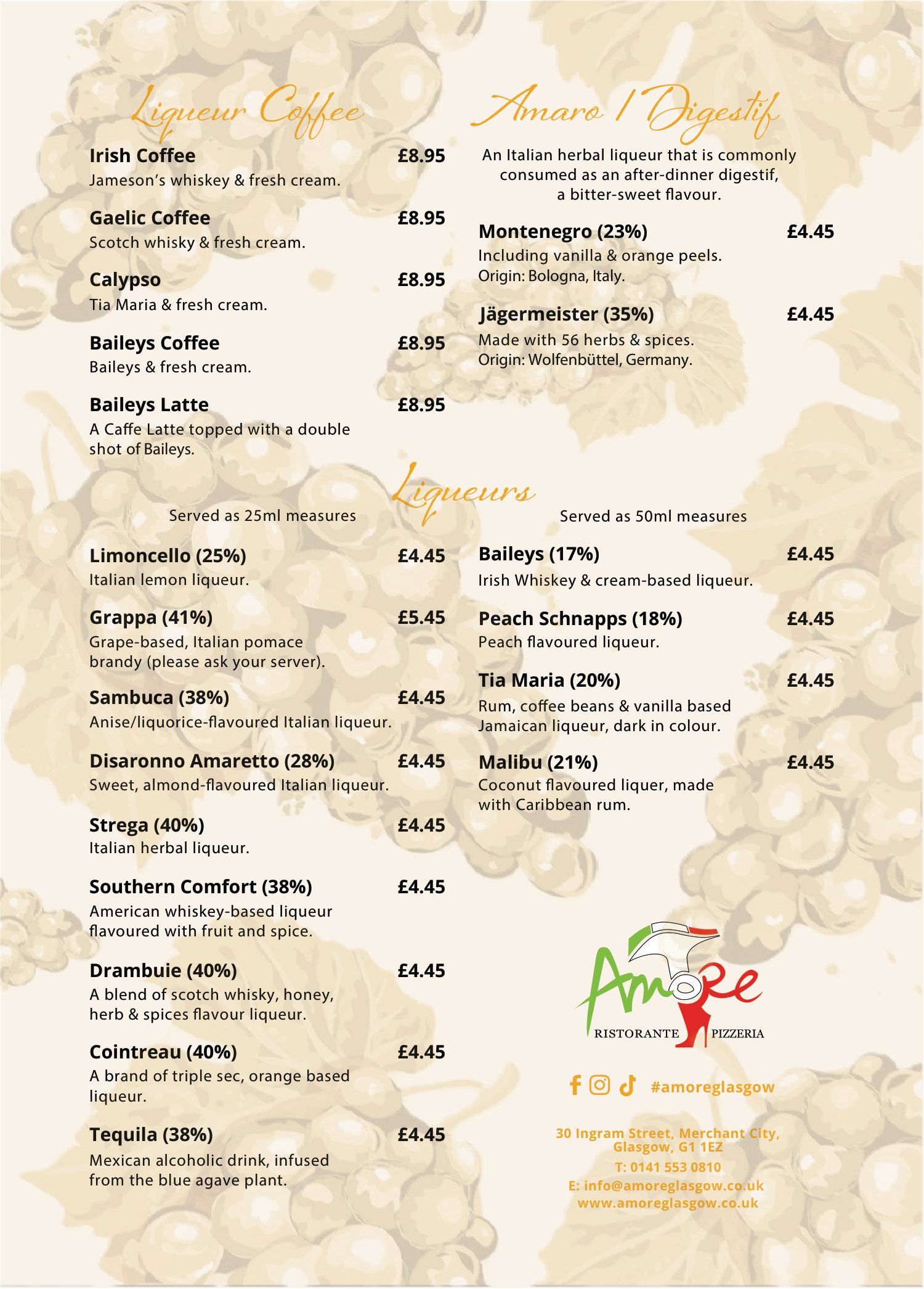 Amore Dolci menu page 2