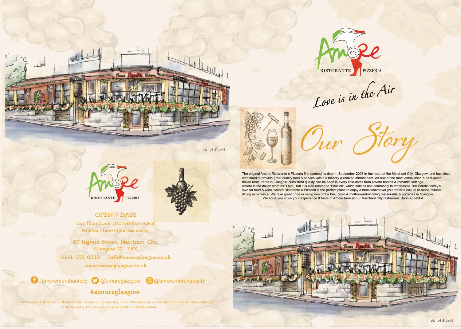 Amore A La Carte menu page 1
