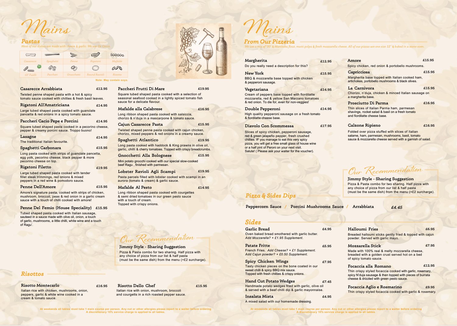 Amore A La Carte menu page 3