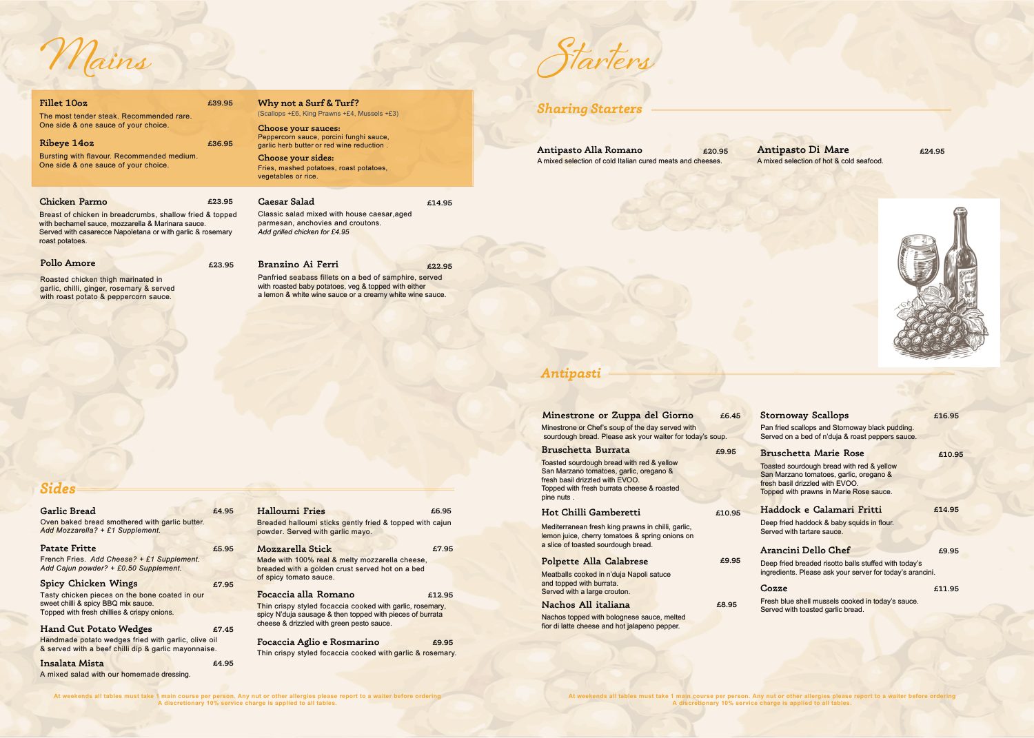 Amore A La Carte menu page 4